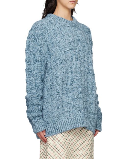 Maison Margiela Blue Ribbed-Knit Crew-Neck Jumper for men