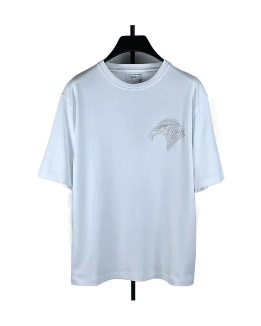 Stefano Ricci Blue T-Shirt With Round Neck And Short Sleeves for men