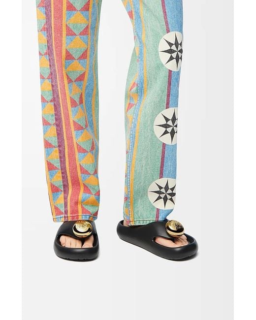 Loewe Multicolor Pebble Patent Toe-Post Slide Sandals