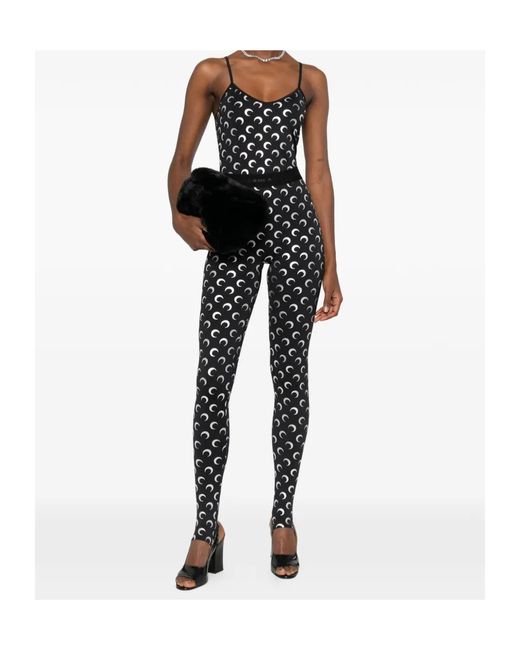 MARINE SERRE Black Round Neck Printed Camisole