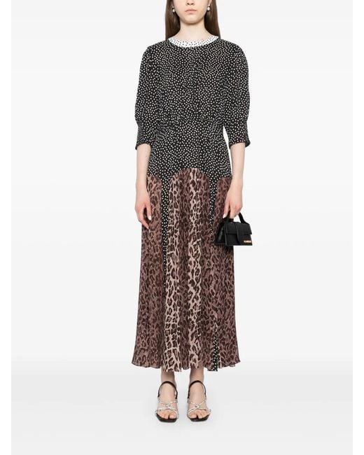 Rixo Gray Meg Leopard Midi Dress