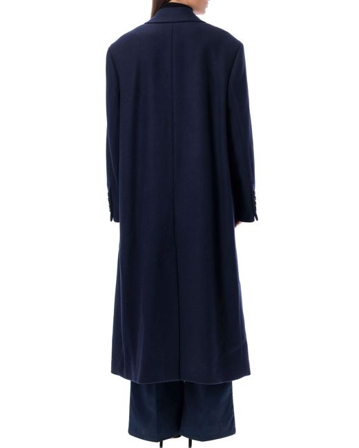 AMI Blue Ami Double-Breasted Long Coat