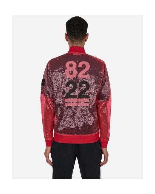 Stone Island Red Lightweight Sheer Bomber Jacket for men