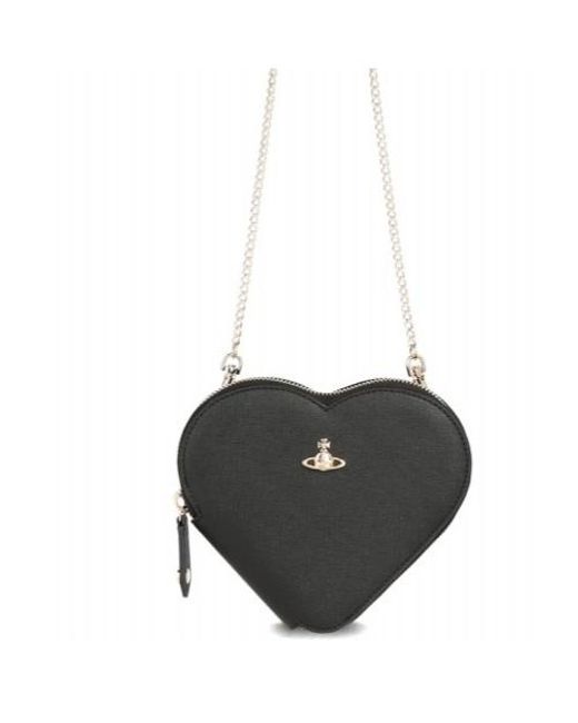 Vivienne Westwood Black Heart-Shaped Chain Shoulder Bag