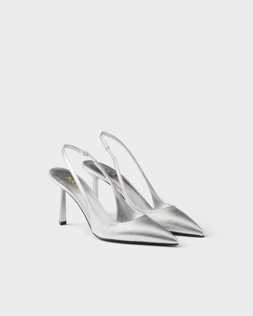 Prada White Slingback Pointed Heeled Pumps
