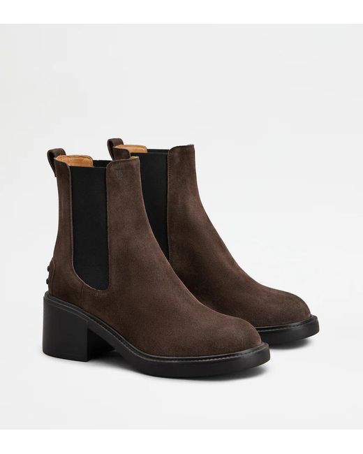 Tod's Brown Slip-On Ankle Boots