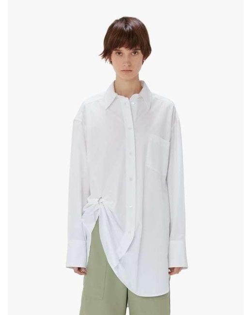 J.W. Anderson White Eyelet-Detailing Oversized Cotton Shirt