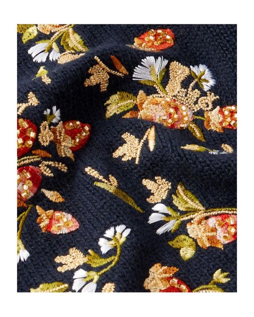 Bally Blue Embroidered Wool Scarf