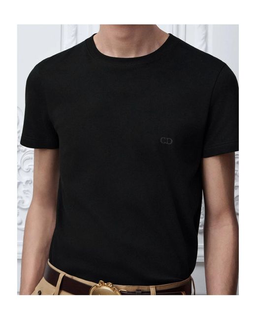 Dior Black Homme Logo-Embroidered T-Shirt for men