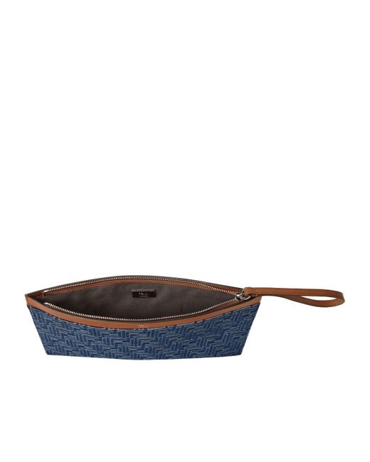 Fendi Blue Ff Medium Flat Pouch for men