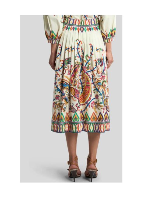 Etro White Paisley Printed Midi Skirt