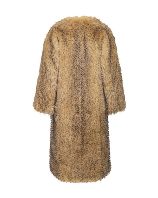 ROTATE BIRGER CHRISTENSEN Natural Faux Fur Long Coat