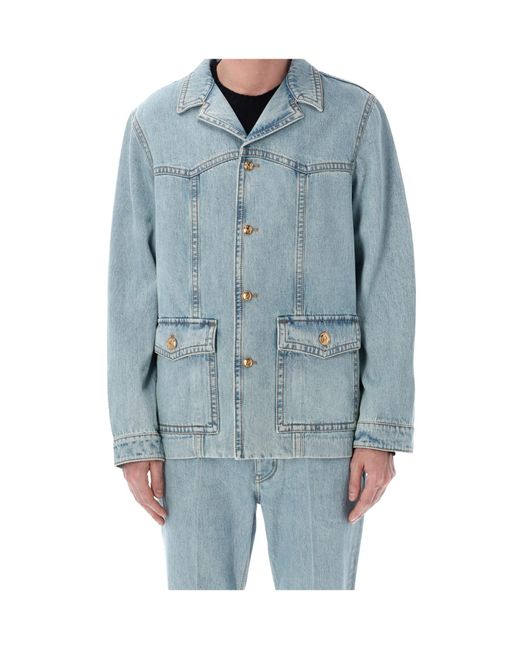 Valentino Blue Button-Up Denim Jacket for men