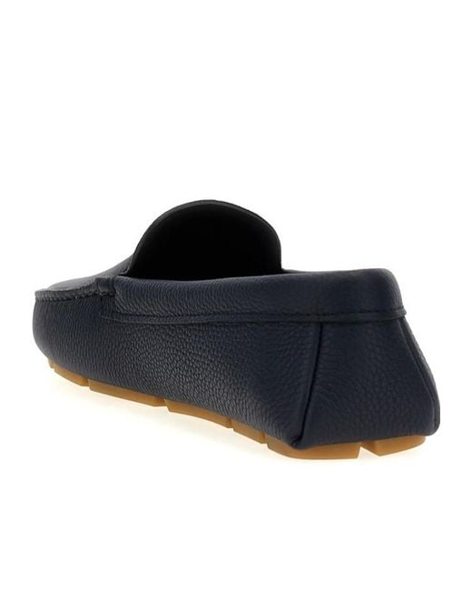 Prada Blue Logo Plaque Slip-On Loafers for men