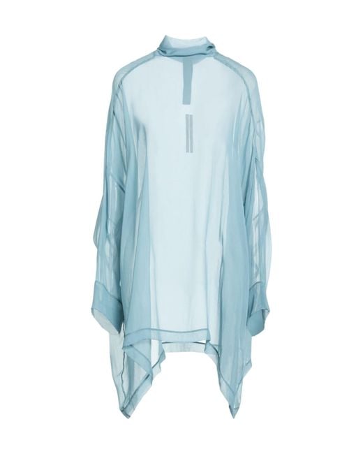 Rick Owens Blue Solid-Colored Chiffon Top