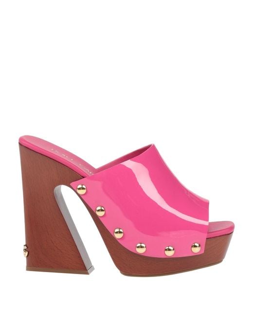 Dolce & Gabbana Pink Round Toe Patent Leather Platform Sandals