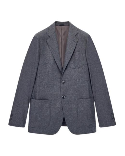 Giorgio Armani Blue Unlined Single-Breasted Stretch Cashmere Jacket With Two Buttons for men