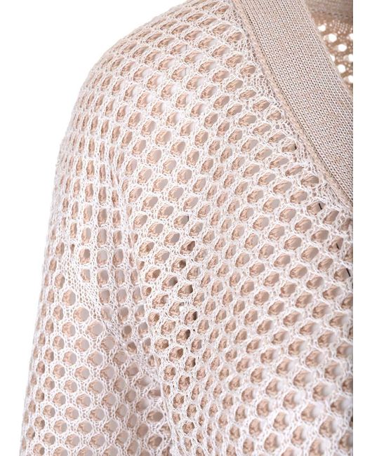 Fabiana Filippi Pink Long-Sleeved V-Neck Knitted Cardigan
