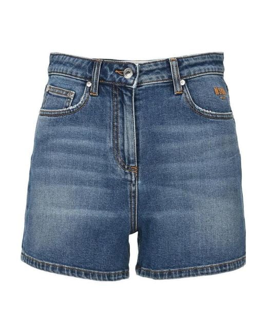 MSGM Blue Logo Denim Shorts