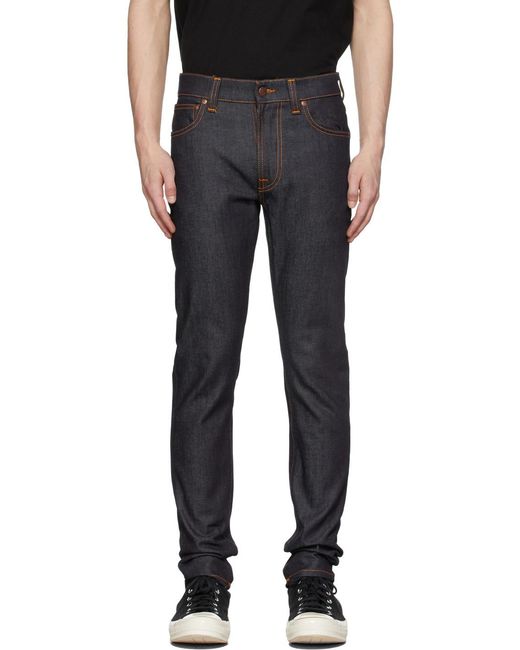 Nudie Jeans Blue Lean Dean Low-Rise Slim Jeans for men