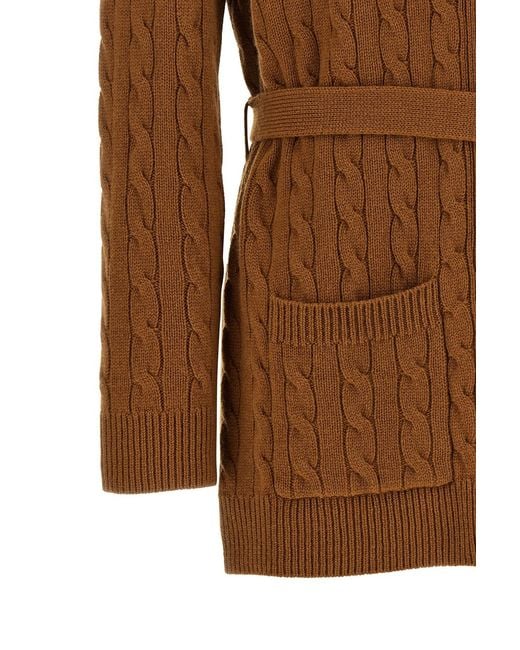 Valentino Brown Belted Button-Up Cardigan