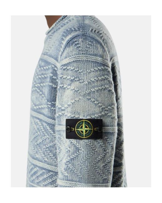 Stone Island Blue Loose-Fit Mock-Neck Jumper for men