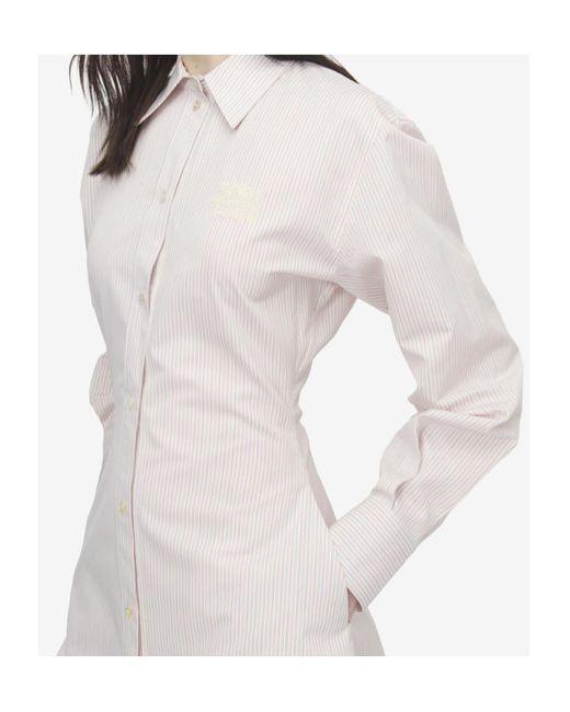 McQueen White Pinstriped Shirt Dress