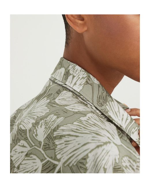 Brunello Cucinelli Gray Floral Printed Buttoned Shirt
