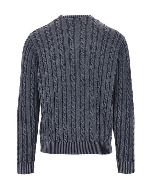 Aspesi Blue Cable-Knit Sweater for men