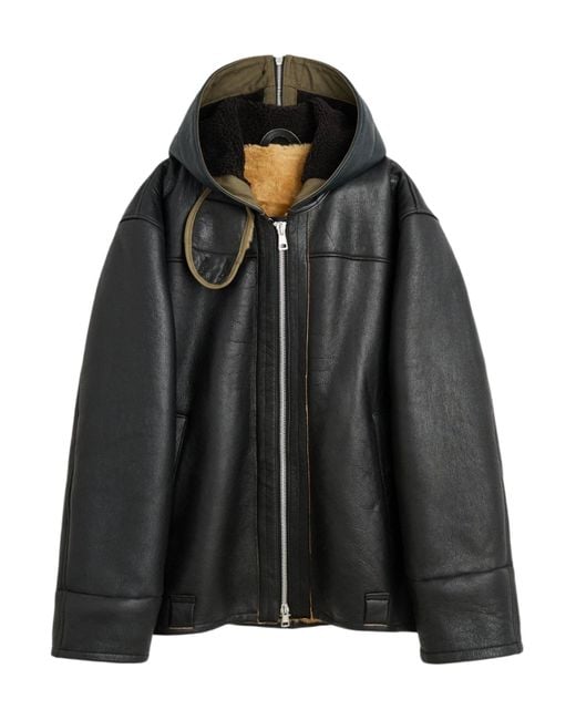 Our Legacy Black Blizzard Hooded Leather Jacket for men