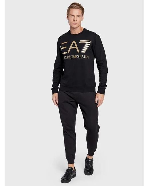 EA7 Black Logo-Print Detail Sweatshirt for men