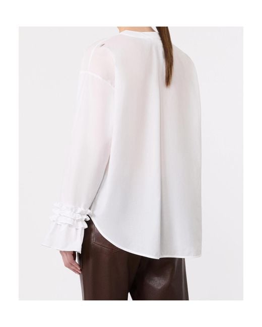 Max Mara White Cotton Muslin Shirt