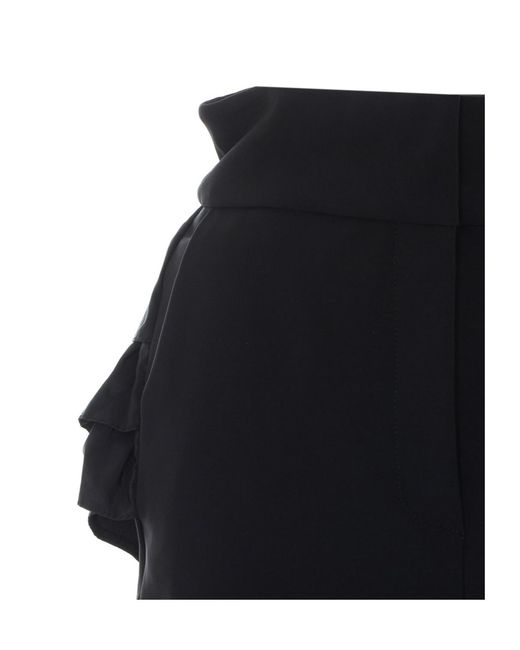 Elisabetta Franchi Black Ruffle-Detail Casual Trousers
