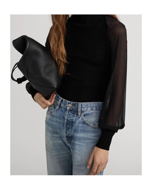 FRAME Black Sheer-Sleeve Blouse