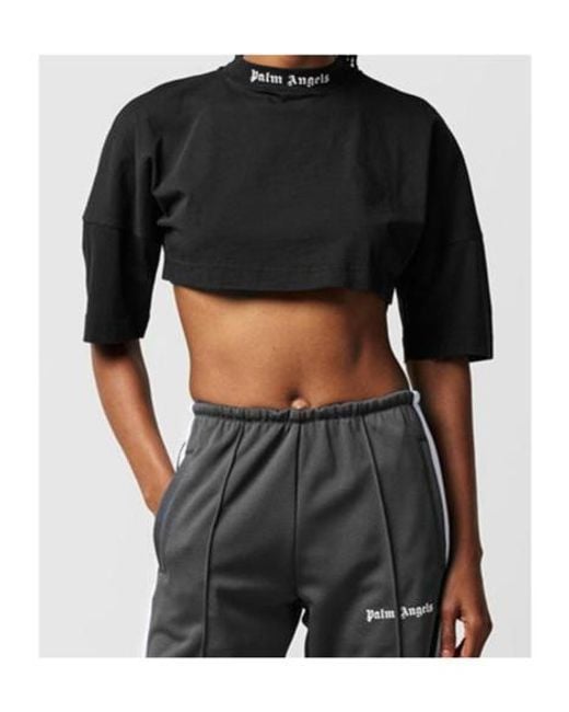 Palm Angels Black Logo Crop T-Shirt