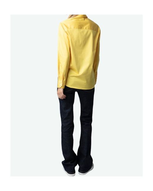 Zadig & Voltaire Yellow Taskiz Slogan-Embroidered Cotton Shirt