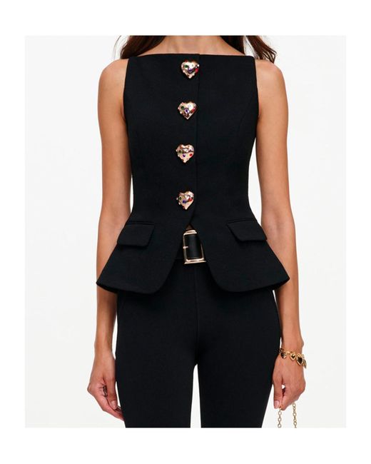Self-Portrait Black Wool Crepe Top