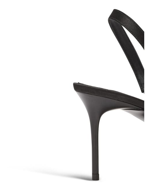 Balmain Black Piercing Detailed Satin Slingback Pumps