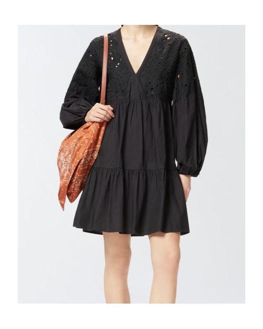 Pinko Black Embellished Openwork Mini Dress