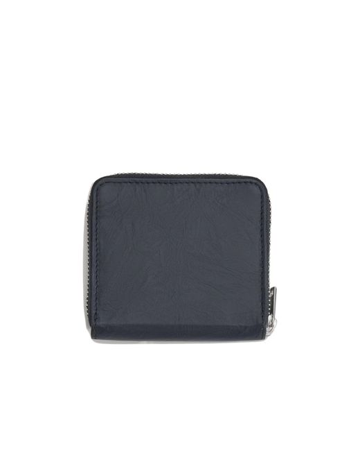 Y-3 Blue Logo Debossed Crinkle Effect Wallet for men
