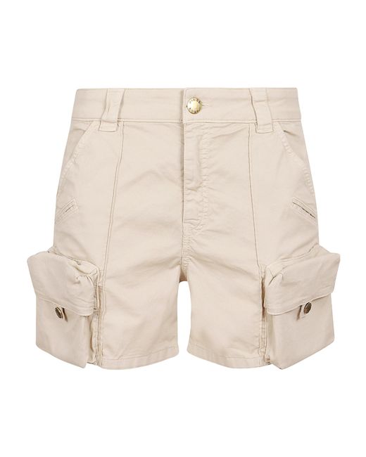 Pinko Natural Low-Waist Thigh-Length Cargo Shorts