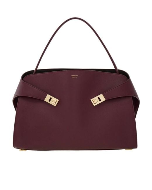Ferragamo Purple Hug Soft Bicolor Shoulder Bag (L)