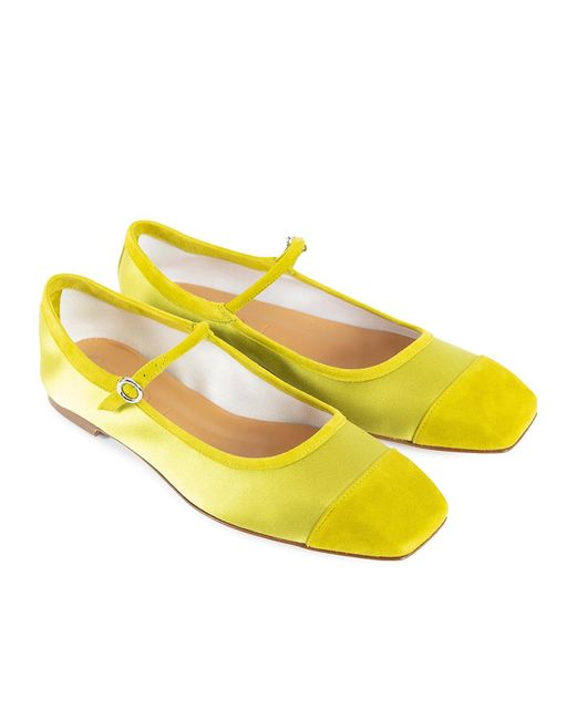 Aeyde Yellow Square Toe Flats