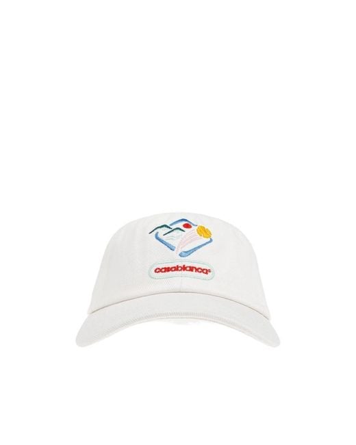 Casablanca White Logo Embroidered Baseball Cap for men