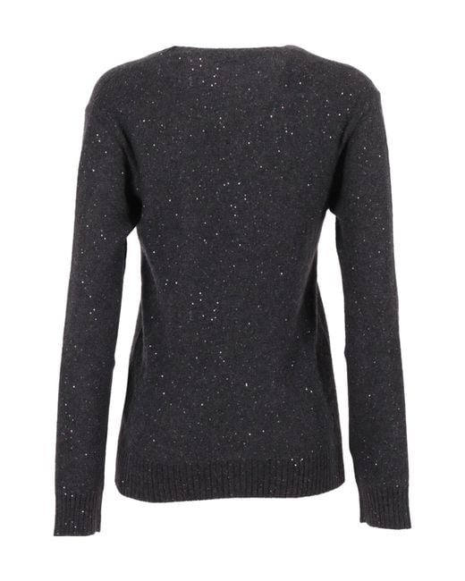 Fabiana Filippi Black Embellished V-Neck Long Sleeved Jumper