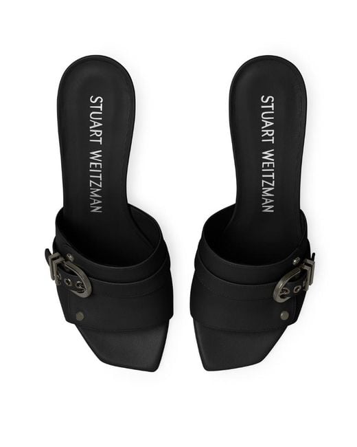 Stuart Weitzman Black Square-Headed High-Heeled Sandals