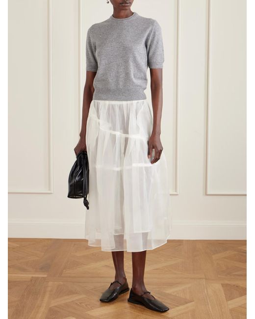 Simone Rocha White Layered Pleated Midi Skirt