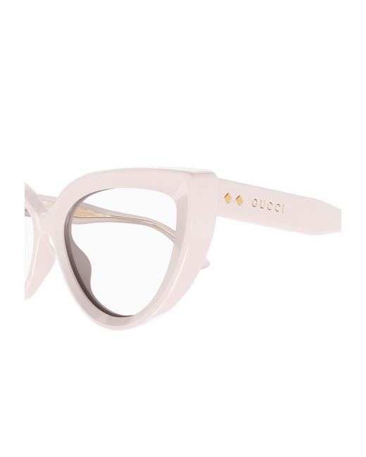 Gucci White Eyewear Cat-Eye Frame Glasses