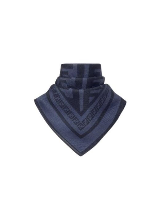 Fendi Blue Ff Printed Square Bandana for men