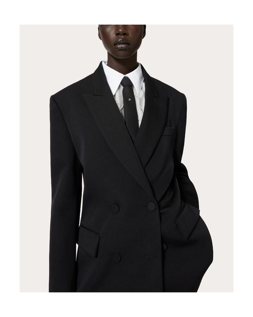 Valentino Black Double-Breasted Long-Sleeved Blazer